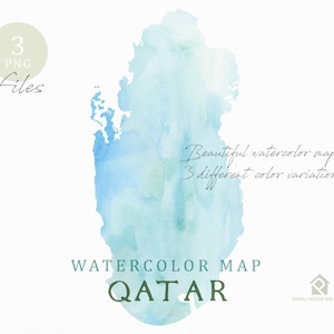 Katar Karte, Aquarell Karte, Instant Download, digitale Karte, Karte Clipart, Wandkunst, Farbe Karte ClipArt, benutzerdefinierte Karte, Aquarell Karte