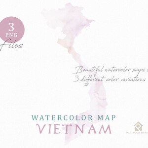 Vietnam Karte, sofortiger Download, Aquarell Karte, digitale Karte, Clip Art, Clip Art, Benutzerdefinierte Karte, Aquarell Karte