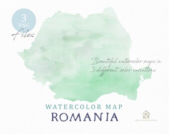 Romania Map, Watercolor Map, Instant Download, Digital Map, Map Clipart, Wall Art, Color Map Clip Art, Custom Map, Watercolor Map