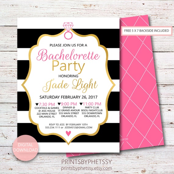 Addio Al Nubilato Nero E Rosa Invito Addio Al Nubilato Rosa E Oro Nero Glam Bachelotette Stampabile Bachelorette Invite