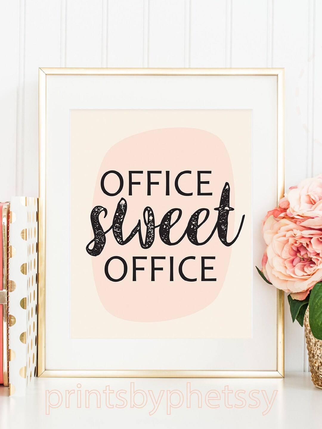 Office Sweet Office Print, Office Sweet Office Wall Art, Pink Office