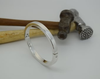 Bangle - Heavyweight Hinged Solid Silver - Handmade Douglas Hughes Design