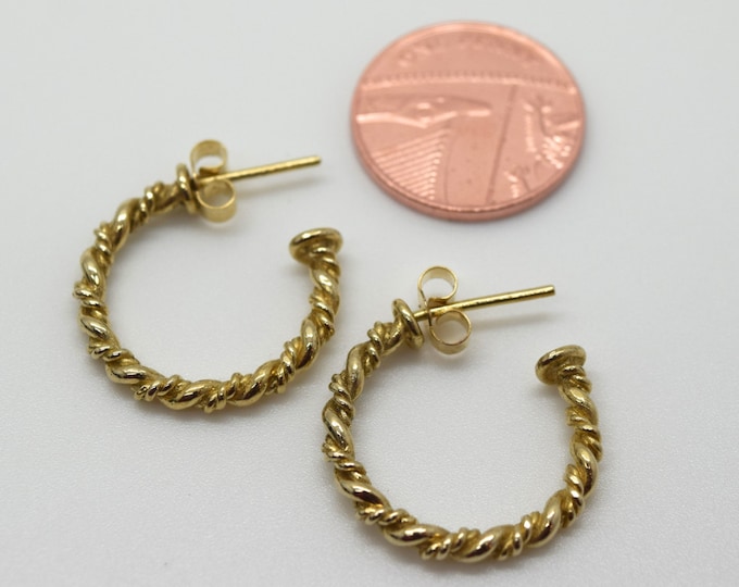 Solid 9ct Gold Double Twist Hoop  Earrings - Handmade Douglas Hughes