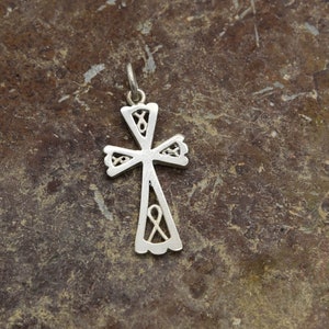 Silver Celtic Cross Pendant, Cross Pendant Necklace, Dainty Necklace for Women, Solid Silver Cross and Chain