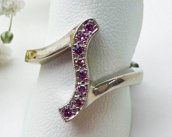 Stunning Grain Set Natural Pink Diamond & Platinum Ring - Handmade Douglas Hughes Design
