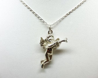 Stunning Silver Trumpeting Cherub Necklace - Handmade Douglas Hughes Design