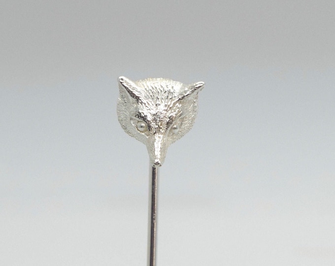 Solid Silver Fox Head Pin, Handmade by Douglas Hughes: Fox Brooch, Fox Pin, Fox Head, Fox Jewellery, Fox Head Brooch, Silver Fox Head