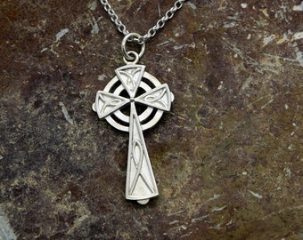 Silver Cornish Celtic Cross: The Lowenna, Handmade  Douglas Hughes Design