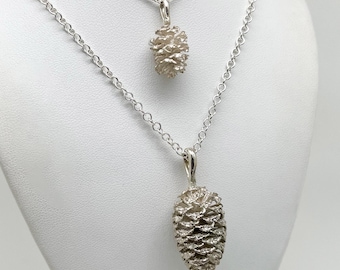 Handmade Sterling Silver Alder Cone Pendant Small & Large | Unique Christmas Gift