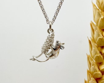 Harvest Mouse Pendant: Mouse, Mouse Pendant, Mouse Necklace, Mouse Jewelry, Harvest Mouse, Mouse With Chain solid Silver