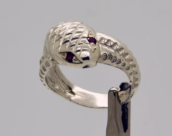 Handmade Ruby-eyed Snake Ring, Douglas Hughes Design