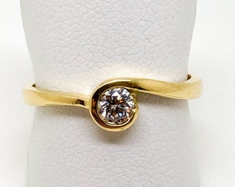 Stunning 18ct Gold Diamond Wave Ring, 25pt Round Brilliant Diamond Rings For Women, Engagement Ring Gold Diamond