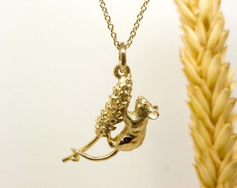 Solid 9ct Yellow Gold Harvest Mouse Pendant: Mouse, Gold Mouse Necklace, Mouse Design, Harvest Mouse, Mouse Jewellery, Mouse Design