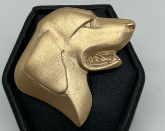 Solid 9ct Yellow Gold Dog Brooch, Handmade Douglas Hughes Design