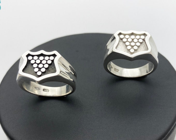 Solid Silver Cornish Bezant Ring (Oxidised/Satinised) - Handmade Douglas Hughes Design: Cornish Ring, Cornwall Ring, Signet Ring