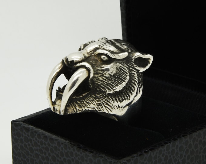 Handmade Silver Sabre-Toothed Tiger Ring, Douglas Hughes Design