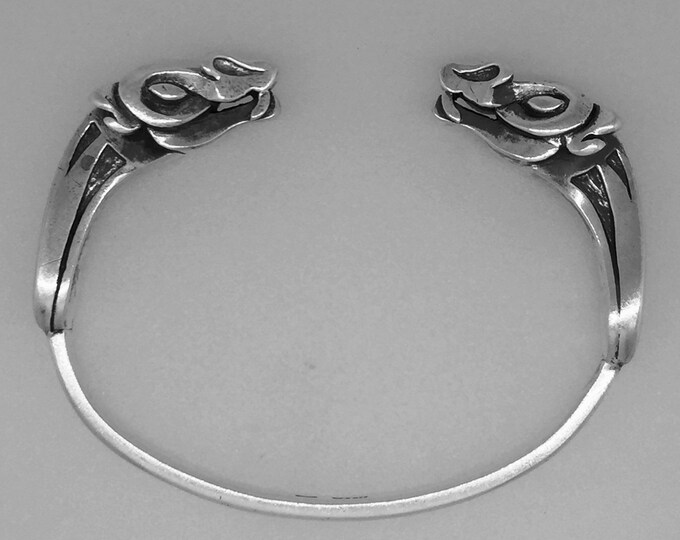 Handmade Viking Dragon Bracelet, Douglas Hughes Design: Norse Bracelet, Torque Bangle, Viking Bracelet, Dragon Bangle, Solid Silver Dragon