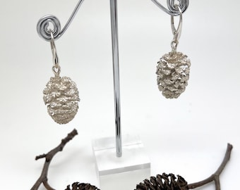 Handmade Sterling Silver Alder Cone Earrings | Unique Christmas Gift