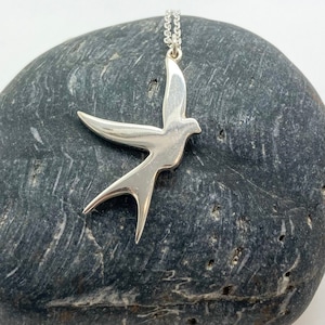 Silver Swallow Necklace, Swallow Pendant For Women, Handmade Silver Swallow Pendant, Swallow Jewellery Necklace, Solid Silver Necklace