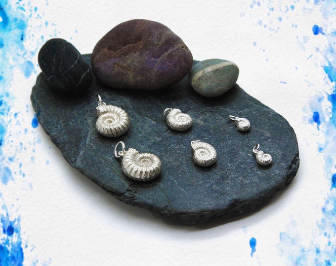 Handmade Solid Silver Ammonite Pendants (Large/Medium/Small), Douglas Hughes Design