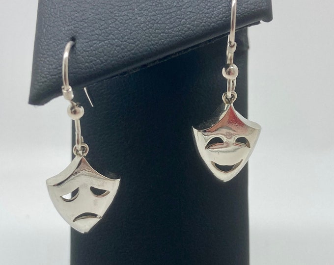 Solid Silver Theatre Mask Earring - Handmade Douglas Hughes Design