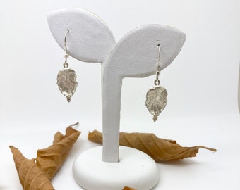 Silver Beech Leaf Earrings, Handmade Douglas Hughes Design
