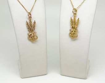 Handmade 9ct & 18ct Yellow Gold Cornish Corn Dolly Pedant