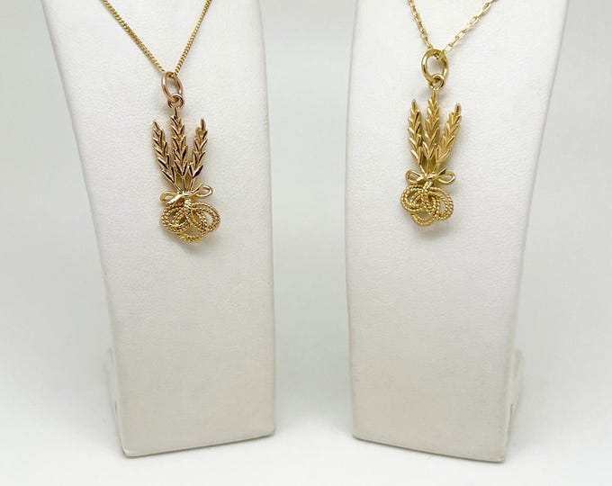 Handmade 9ct & 18ct Yellow Gold Cornish Corn Dolly Pedant