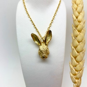 18ct Gold Hare Necklace, Handmade Gold Rabbit Pendant, Gold Hare Pendant 18ct, Gold Rabbit Jewellery For Women, Rabbit Necklace Gold