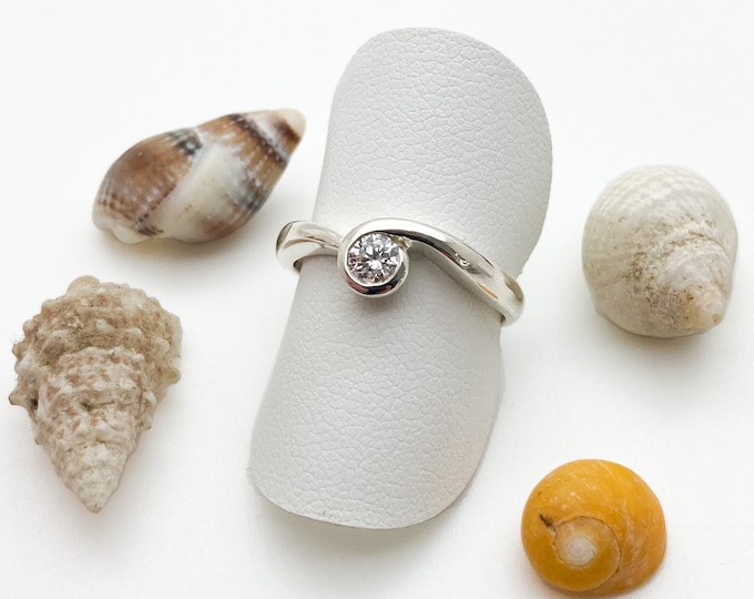 Stunning Silver & Diamond Cornish Wave Ring - Handmade Douglas Hughes Design