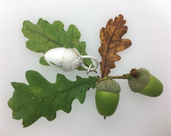 Large Solid Silver Acorn Pendant, Handmade Cornish Pendant