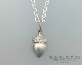 Solid Silver Acorn Pendant, Handmade Silver Pendant