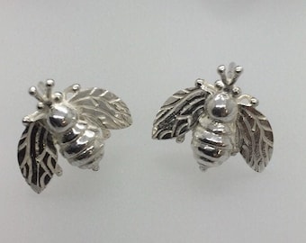Solid Silver Cornish Bee Earrings - Handmade Douglas Hughes Design