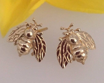 18ct Gold Cornish Bee Earrings - Handmade Douglas Hughes Design