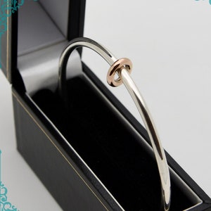 Silver Bangle with 9ct Rose Gold Ring - Handmade Douglas Hughes Design