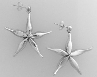 Cornish Starfish Drop Earrings - Handmade by Douglas Hughes