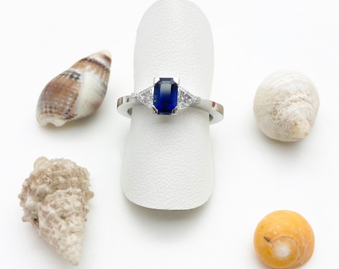 Sapphire & Diamond Platinum Ring - Douglas Hughes Design Handmade in Cornwall