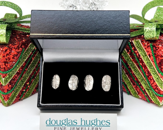 Solid Silver Coffee Bean Cufflinks - Handmade Douglas Hughes Design
