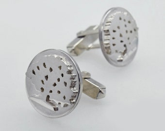 Solid Silver Oak Tree Cufflinks,  Handmade by Douglas Hughes