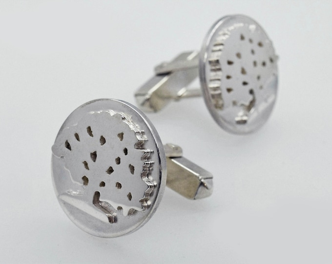 Solid Silver Oak Tree Cufflinks,  Handmade by Douglas Hughes