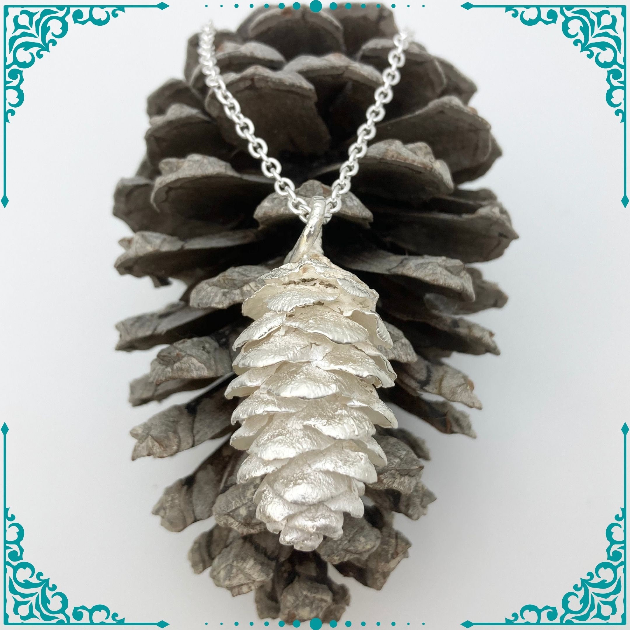 Heavyweight Solid Silver Pine Cone One of a kind pendant