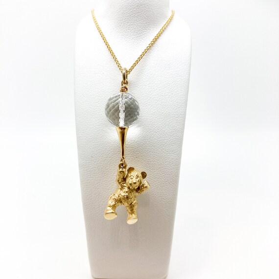 Teddy Bear Pendant Gold for Women, 9ct Gold Bear and Balloon Necklace,  Crystal Balloon Holding Teddy Bear Necklace, Animal Necklace - Etsy