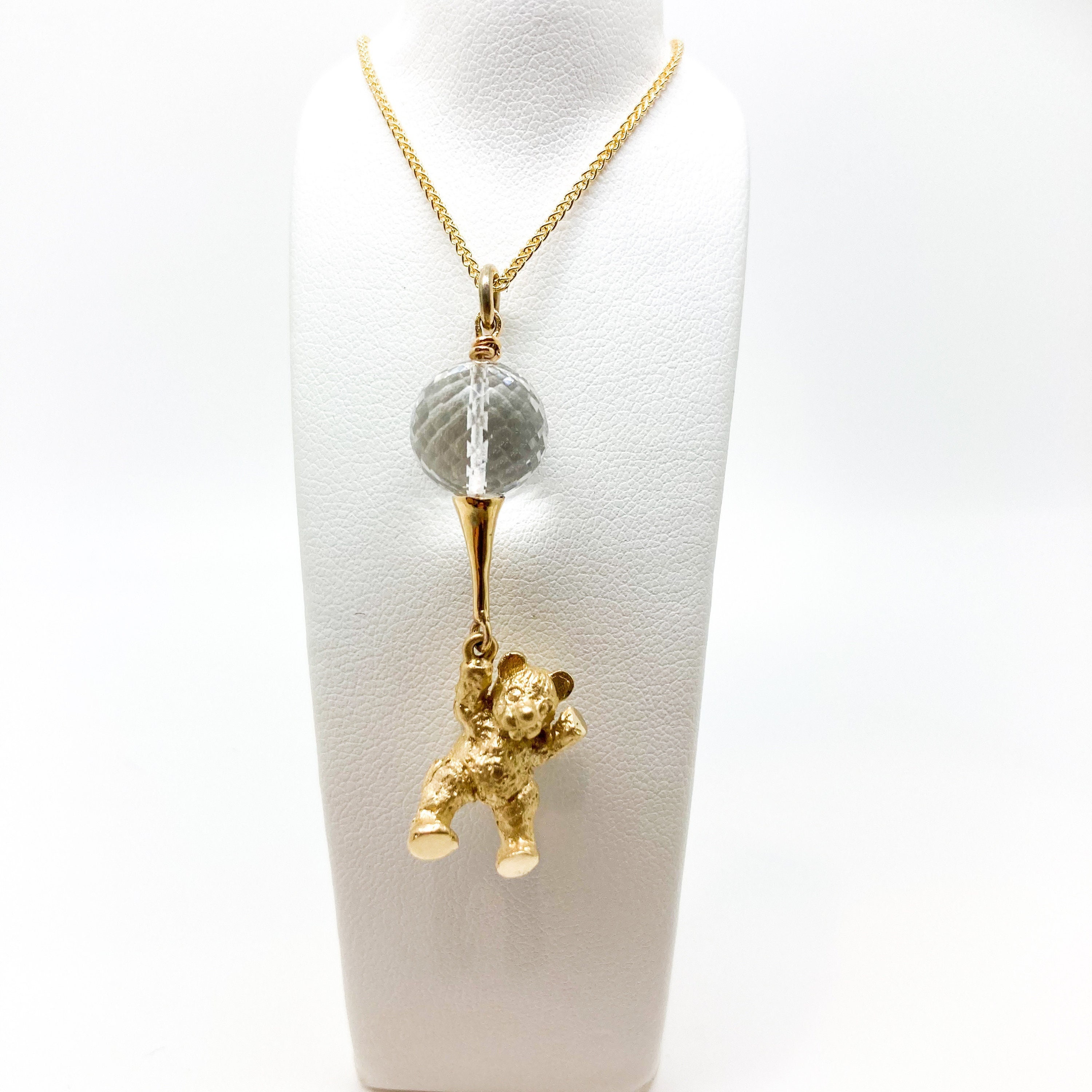 18K Gold Bear Necklace with Fancy Diamonds and Pink Sapphires For Sale at  1stDibs | pink teddy bear necklace