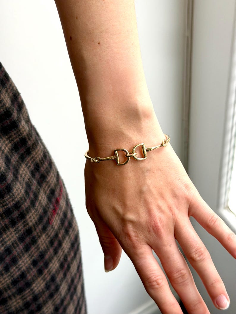 9ct Gold Horse Bit Bangle, Pony Bracelet, Women’s Jewellery Gift for ...