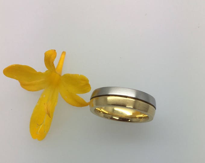 Platinum & Gold Two Tone Wedding Band - Handmade in Cornwall by Douglas Hughes