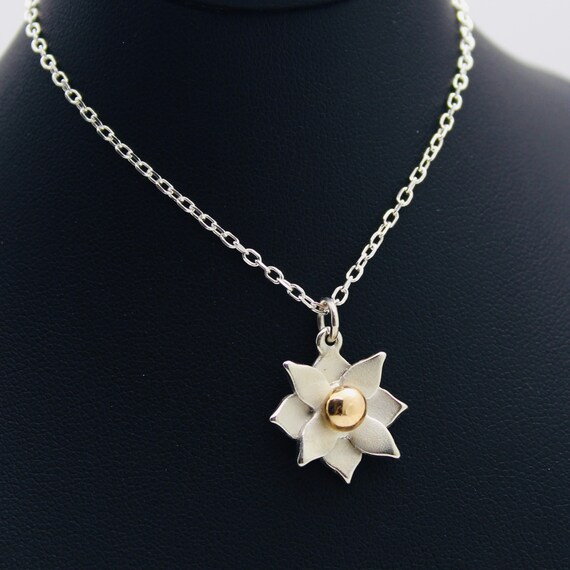 Handmade Solid Silver Lotus Pendant 