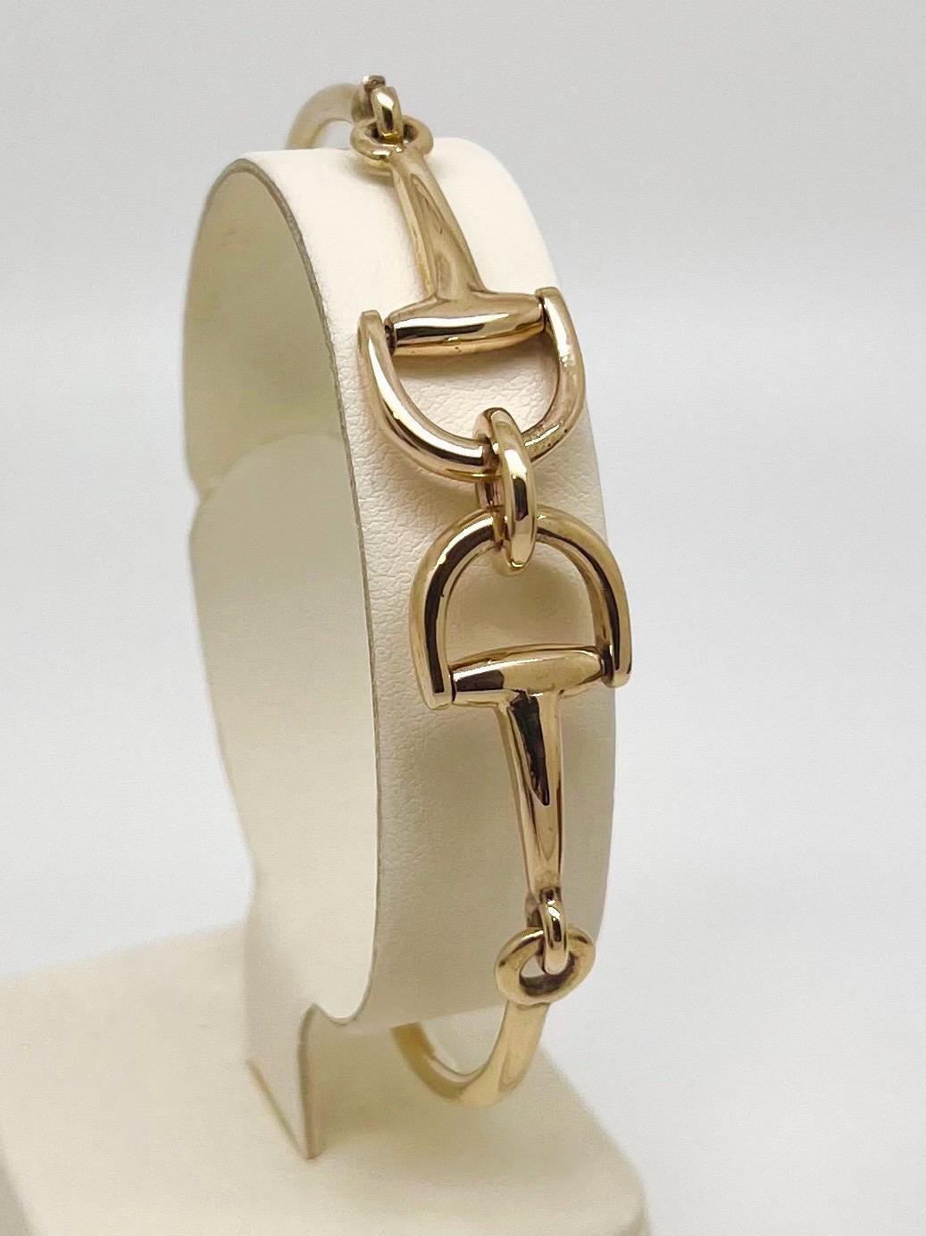 9ct Gold Horse Bit Bangle, Pony Bracelet, Women’s Jewellery Gift for ...