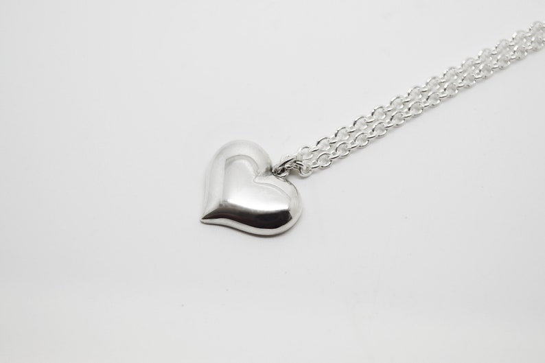 Handmade in Cornwall Silver Puffed Heart Pendant Silver Heart Pendant Douglas Hughes Fine Jewellery