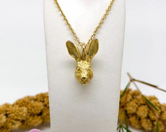 18ct Solid Gold Hare Pendant, Handmade Hare Necklace, Hand Carved Rabbit Pendant, Nature Jewellery Gift