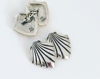 Silver 'Medieval Scallop Shell' Cufflinks. Original Douglas Hughes Design - Handmade in Cornwall